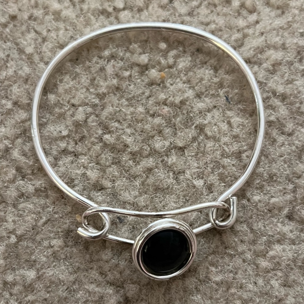Silver and onyx bracelet.